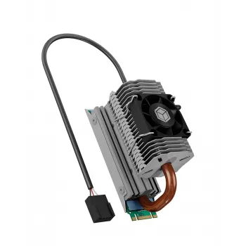 ICY BOX IB-M2HSF-705 aušintuvas M.2 SSD su šilumos vamzdeliu ir ventiliatoriumi 30 mm sidabrinis