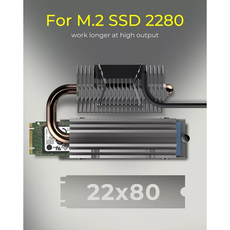 ICY BOX IB-M2HSF-705 aušintuvas M.2 SSD su šilumos vamzdeliu ir ventiliatoriumi 30 mm sidabrinis