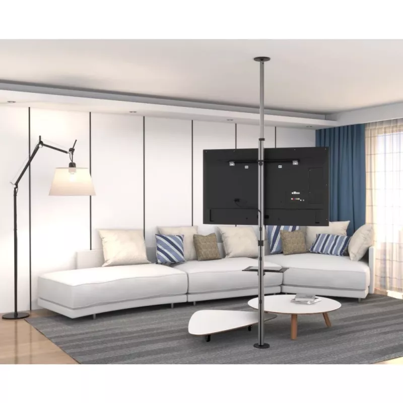 Techly ICA-TR32 TV stovas tarp grindų ir lubų 177,8 cm (70 col.) sidabrinis