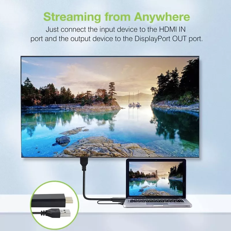 Techly ICOC-HDMI-DP12A HDMI į DisplayPort jungčių keitiklis, maitinamas per USB, 4K 30 Hz