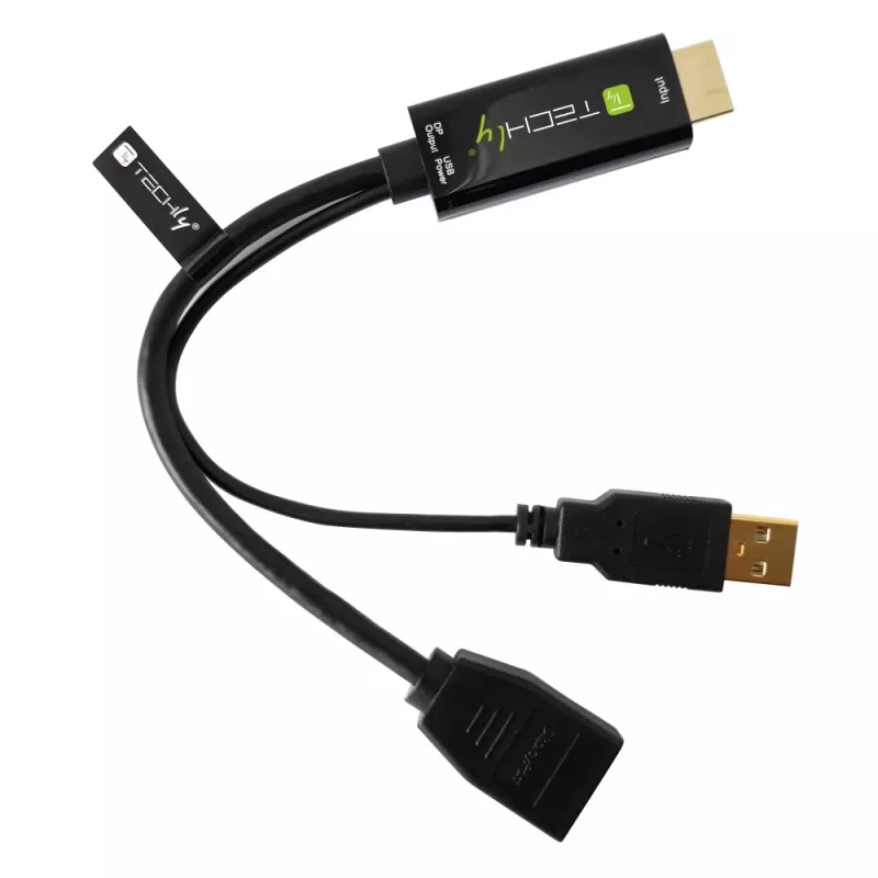 Techly ICOC-HDMI-DP12A HDMI į DisplayPort jungčių keitiklis, maitinamas per USB, 4K 30 Hz