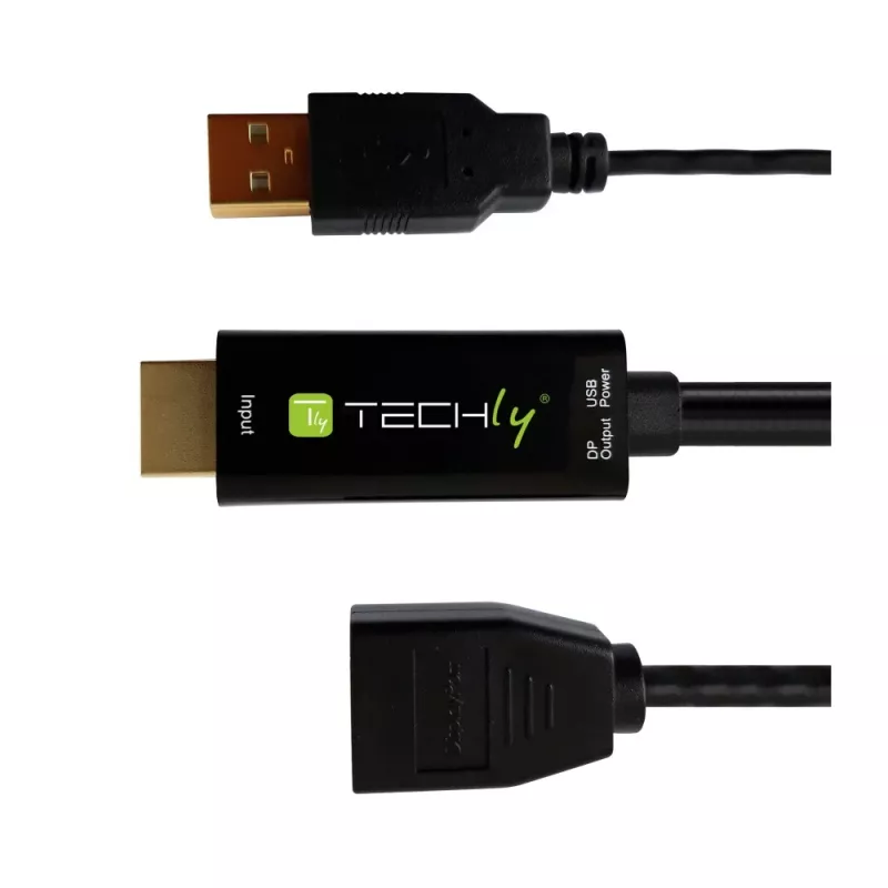 Techly ICOC-HDMI-DP12A HDMI į DisplayPort jungčių keitiklis, maitinamas per USB, 4K 30 Hz