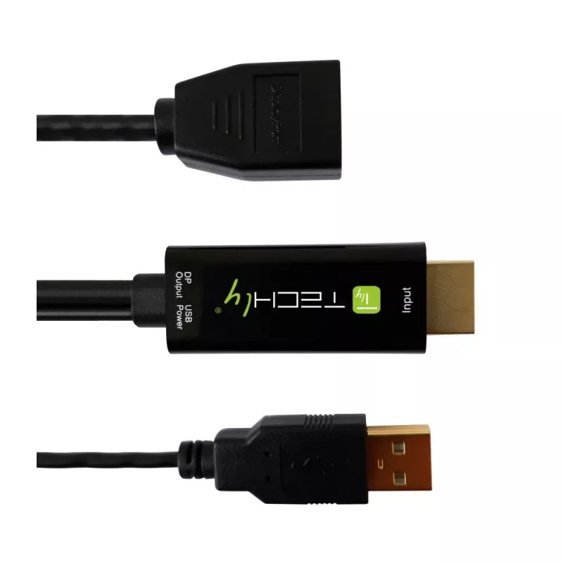 Techly ICOC-HDMI-DP12A HDMI į DisplayPort jungčių keitiklis, maitinamas per USB, 4K 30 Hz