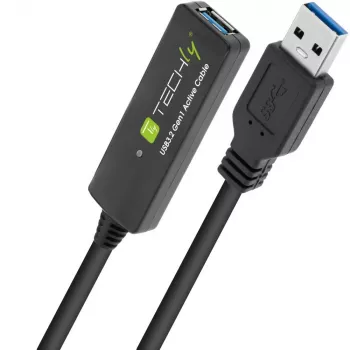 Techly ICUR30100G USB kabelis USB 3.2 Gen 1 (3.1 Gen 1) 10 m USB A juodas