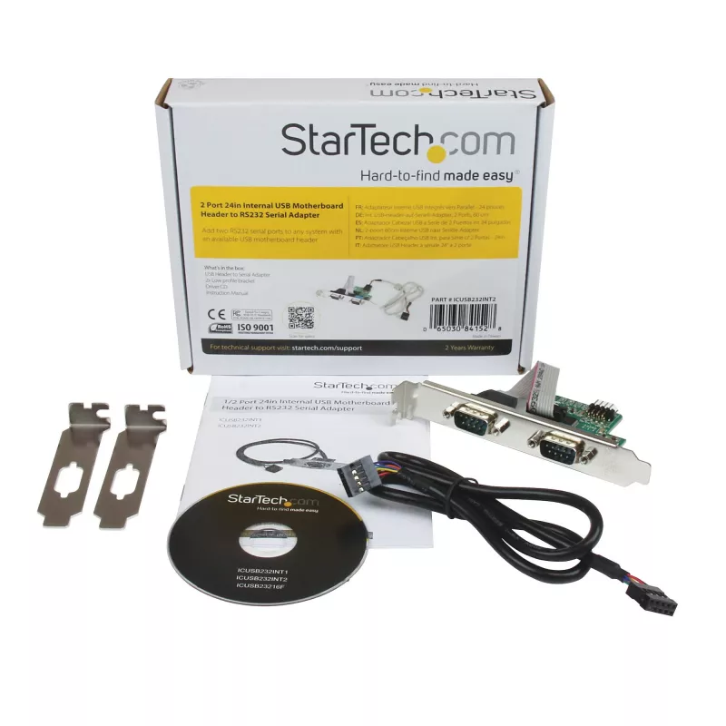StarTech.com 24 colių vidinis USB pagrindinės plokštės lizdo į 2 prievadų RS232 nuoseklųjį adapterį