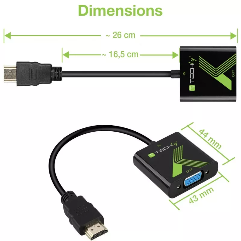 Techly HDMI į VGA keitiklis su garsu IDATA HDMI-VGA2A