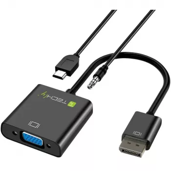 Techly HDMI-VGA2AU adapteris HDMI į VGA su Micro USB ir garso išvestimi, 0.15 m