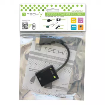 Techly HDMI-VGA2AU adapteris HDMI į VGA su Micro USB ir garso išvestimi, 0.15 m