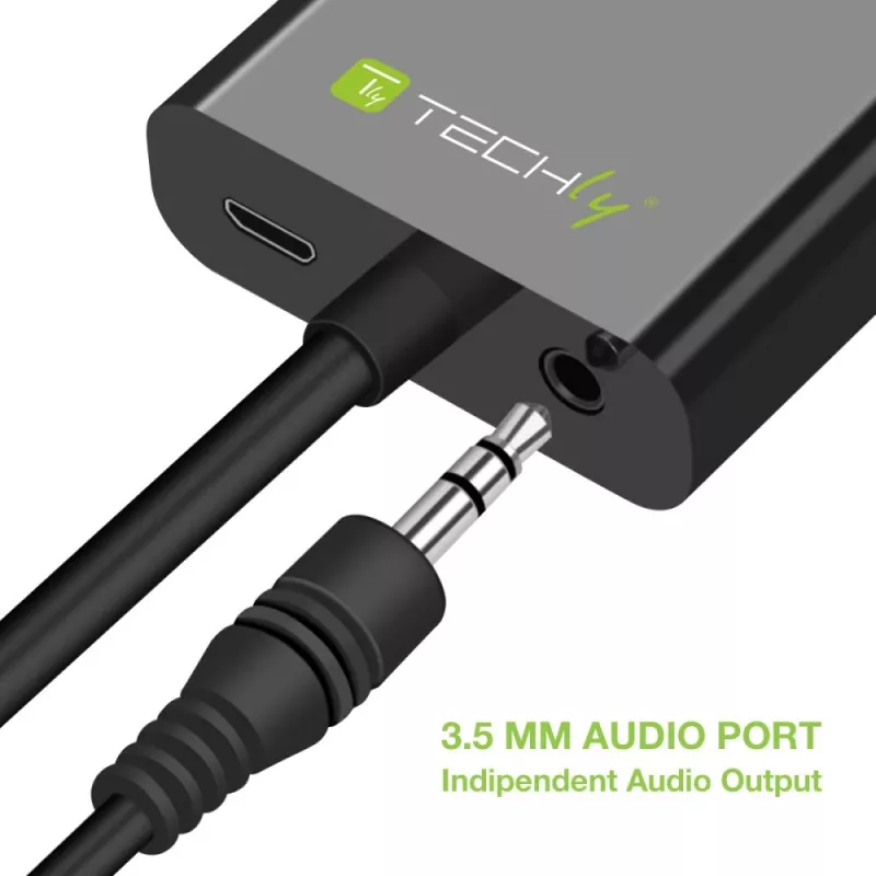 Techly HDMI-VGA2AU adapteris HDMI į VGA su Micro USB ir garso išvestimi, 0.15 m