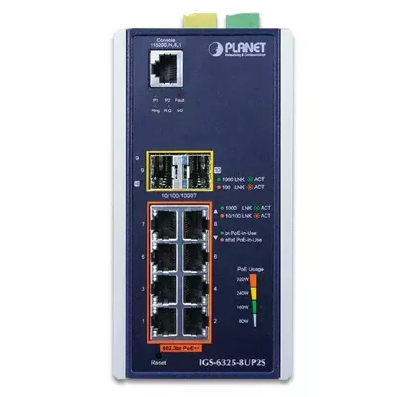 Valdomas L3 jungiklis PLANET IGS-6325-8UP2S 8 prievadai Gigabit Ethernet PoE