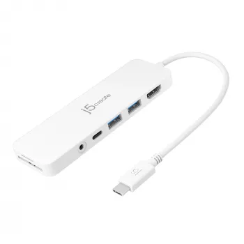 USB-C kelių prievadų adapteris j5create JCD373-N 60W Power Delivery 4K