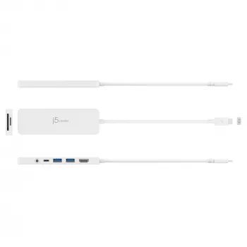 USB-C kelių prievadų adapteris j5create JCD373-N 60W Power Delivery 4K