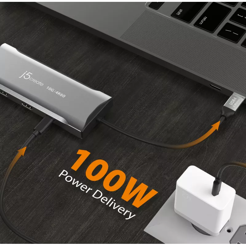 j5create JCD397-N 4K60 Elite USB-C kelių monitorių mini dokas, laidinis, USB 3.2 Gen 1