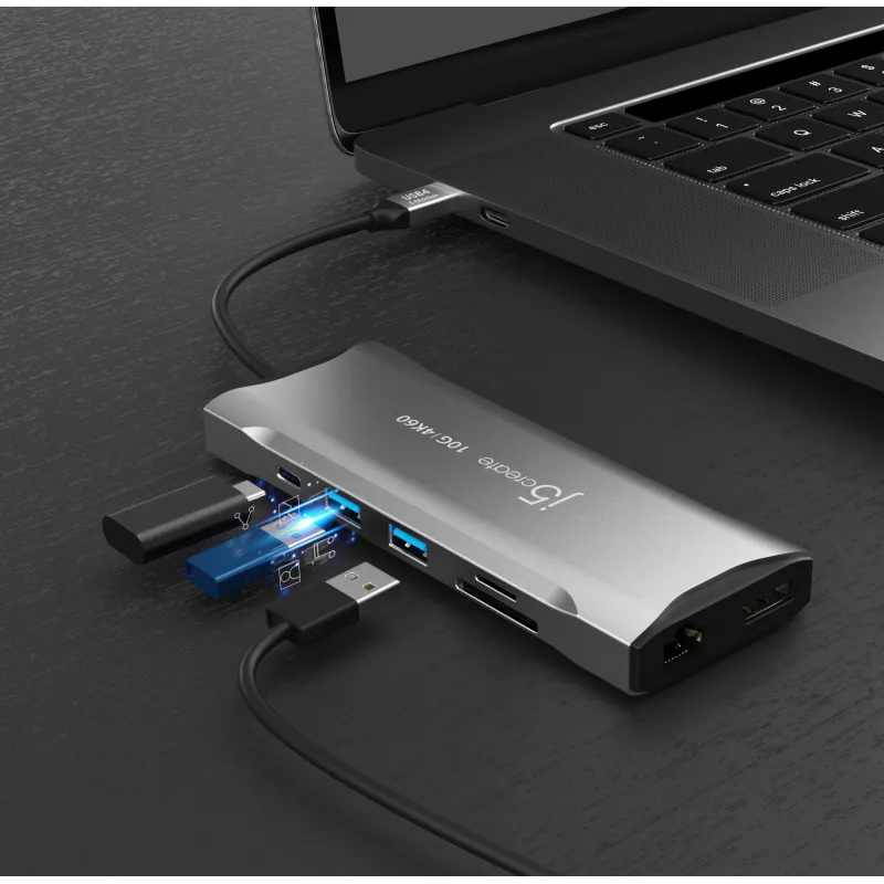 j5create JCD397-N 4K60 Elite USB-C kelių monitorių mini dokas, laidinis, USB 3.2 Gen 1