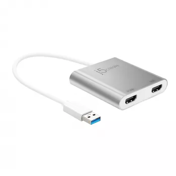 j5create JUA365 USB 3.0 į Dual HDMI kelių monitorių adapteris, sidabrinis