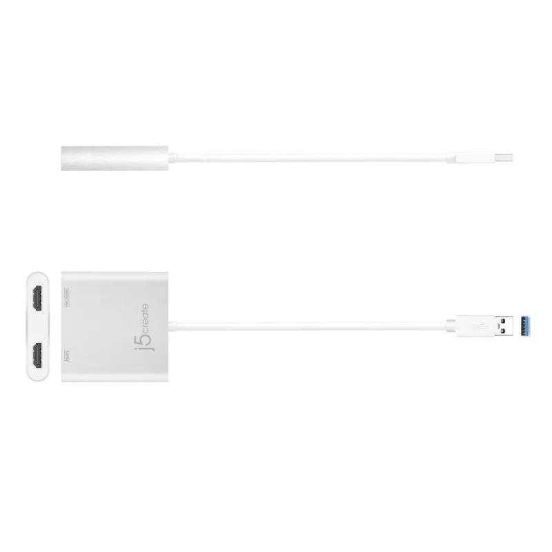 j5create JUA365 USB 3.0 į Dual HDMI kelių monitorių adapteris, sidabrinis