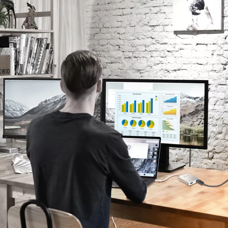 j5create JUA365 USB 3.0 į Dual HDMI kelių monitorių adapteris, sidabrinis