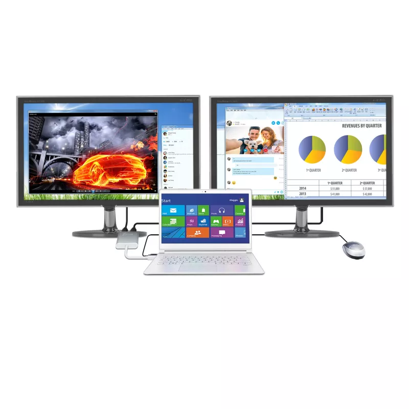 j5create JUA365 USB 3.0 į Dual HDMI kelių monitorių adapteris, sidabrinis