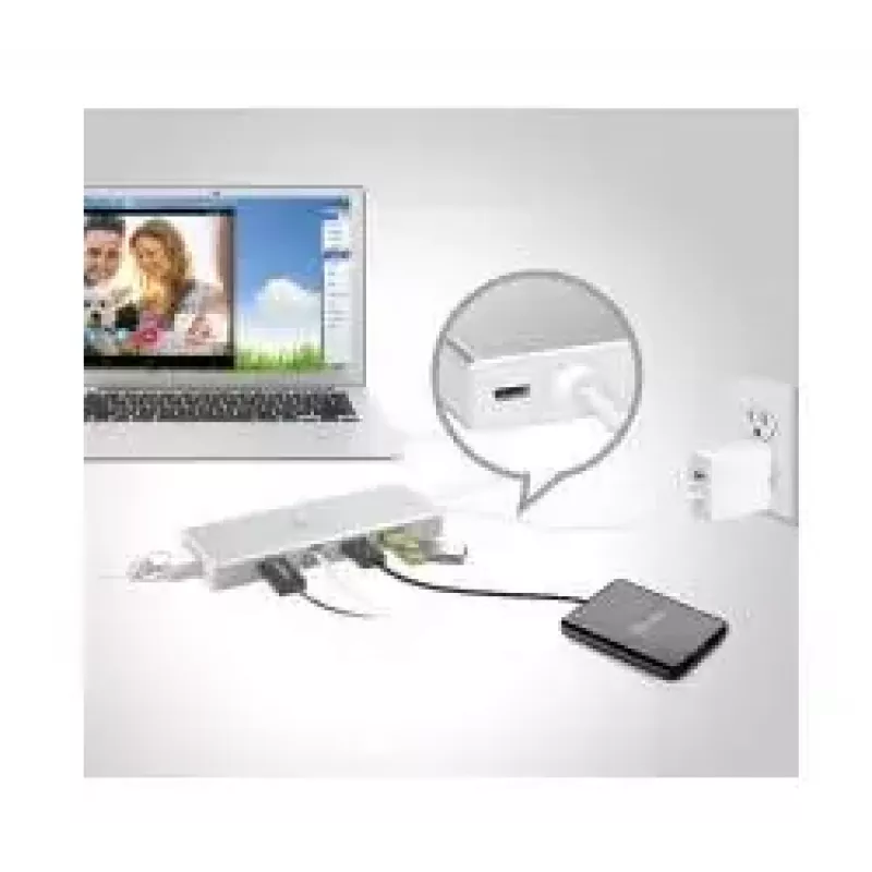 j5create JUD380 USB 3.0 Mini Dock, 1x HDMI, 3x USB, sidabrinis