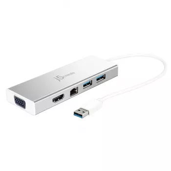 j5create JUD380 USB 3.0 Mini Dock, 1x HDMI, 3x USB, sidabrinis