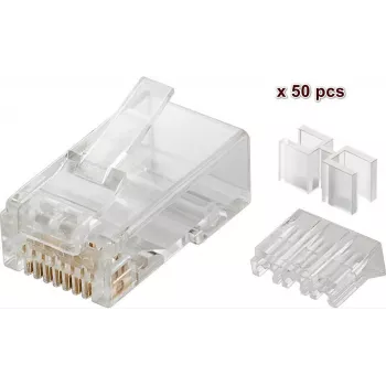 Microconnect KON503-50 RJ45 kištukas, permatomas, Cat5e vytos poros kabeliui, 50 vnt.