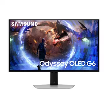27 colių OLED monitorius Samsung G60SD LS27DG602SUXEN – 2560x1440 QHD, 0.03 ms, 178° žiūrėjimo kampai, USB 3.2 šakotuvas, VESA, sidabrinis