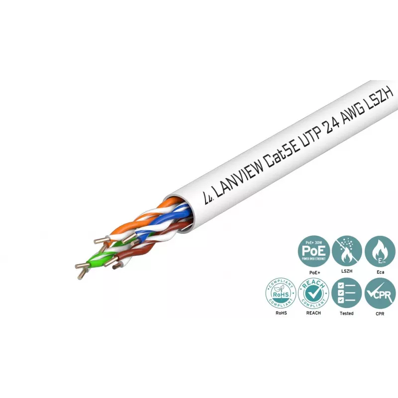 Lanview LVN122014 tinklo kabelis 305 m Cat5e U/UTP (UTP) baltas