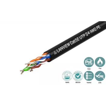 Lanview LVN122149 tinklo kabelis juodas 305 m Cat5e U/UTP (UTP)