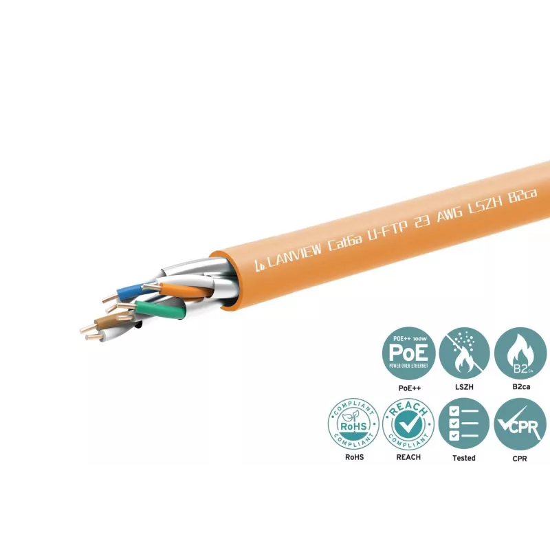 Tinklo kabelis Lanview LVN122153 RJ45 Cat6a 305 m Oranžinis