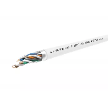 Cat6 F-UTP tinklo kabelis 4x2xAWG23 LSZH baltas 305m