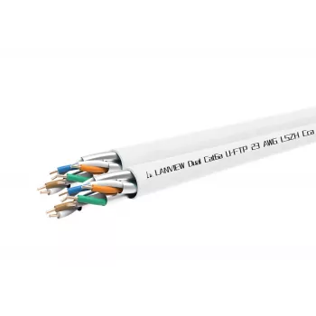 Cat6a U-FTP Dual tinklo kabelis 4x2xAWG23 LSZH baltas