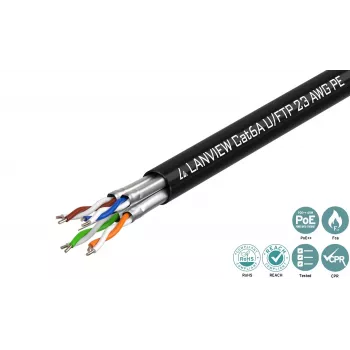 Lanview LVN122445 tinklo kabelis 500 m Cat6a U/UTP juodas