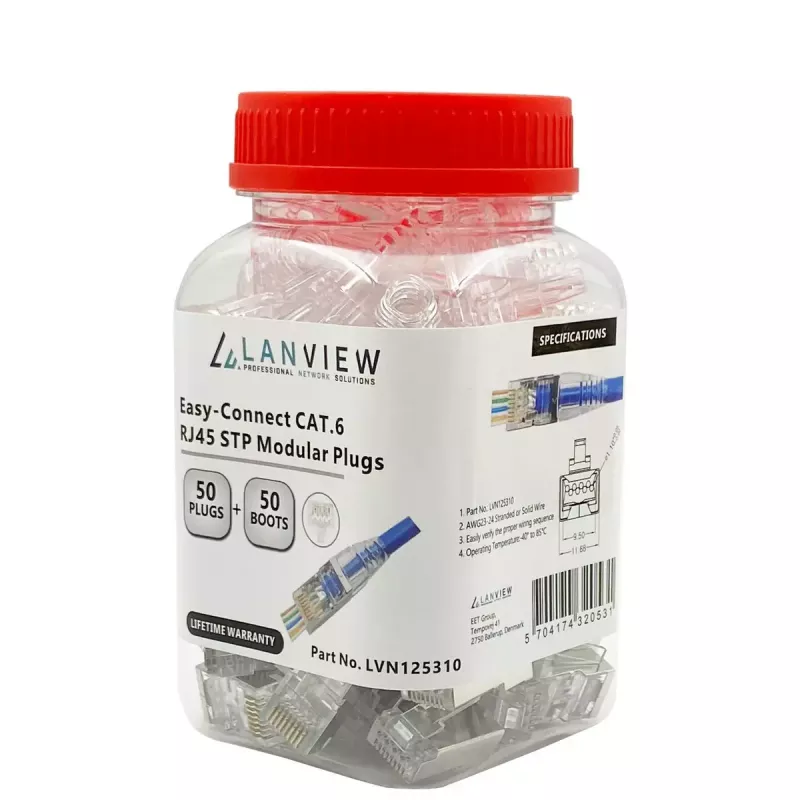 Lanview LVN125310 RJ45 kištukinis jungtis, skaidri, 50 vnt.