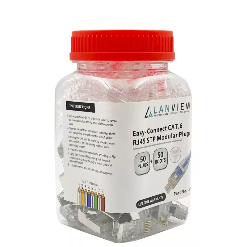 Lanview LVN125310 RJ45 kištukinis jungtis, skaidri, 50 vnt.