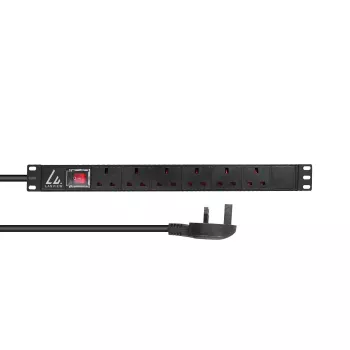 Lanview LVR-3MUK-SW-UK6 maitinimo paskirstymo blokas (PDU) 6 AC lizdai 1.4U juoda