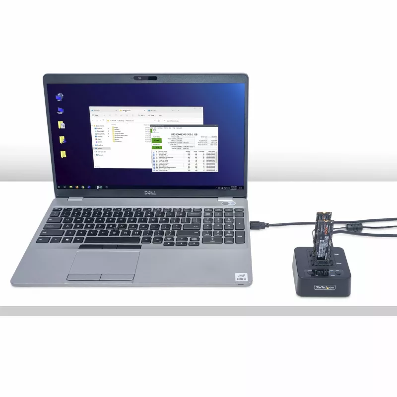 StarTech.com 1:1 M.2 NVMe diskų kopijavimo įrenginys, atskiras M.2 SSD kopijuoklis iki 90 GB/min, USB 3.2 20 Gbps M.2 dviejų lizdų dokas, su USB-C/A kabeliais