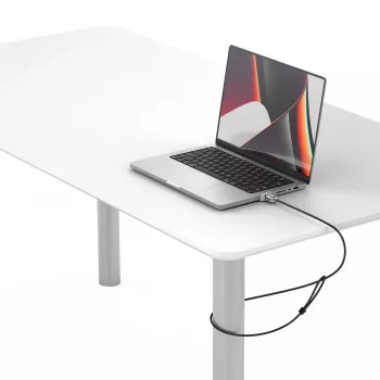 Compulocks Ledge Lock Adapter, skirtas MacBook Pro 14 colių M1 M2 M3, su raktiniu kabelio užraktu, sidabrinis