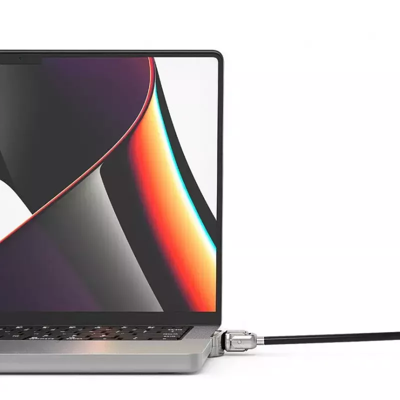Compulocks Ledge Lock Adapter, skirtas MacBook Pro 14 colių M1 M2 M3, su raktiniu kabelio užraktu, sidabrinis