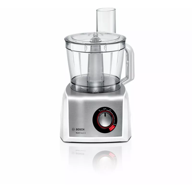 Virtuvinis kombainas Bosch MC812S814, 1250 W, 3,9 l dubuo, nerūdijantis plienas/baltas, kintamas greitis, sukamoji rankenėlė