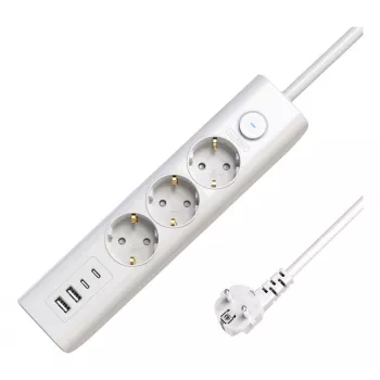 MicroConnect 3-jų lizdų Schuko maitinimo juosta su USB 1.5 m balta 3 AC lizdai 230 V