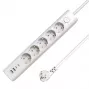 Microconnect 5-kių lizdų Schuko ilgintuvas su USB jungtimis, jungikliu, 1,5 m, baltas