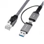 Microconnect CAT6 RJ45 FTP į USB A-C adapterinis kabelis, 10 m