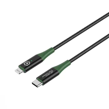 Microconnect MC-SMART USB C-L-1 laidas su Lightning jungtimi 1 m juodos ir žalios spalvos