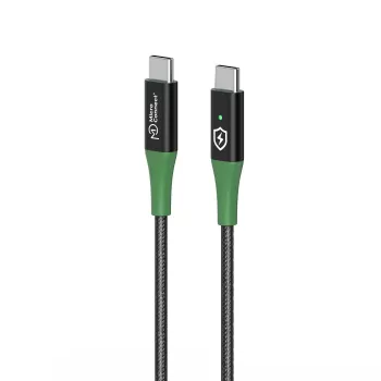 Microconnect MC-SMART USB-C-C-01 USB 2.0 kabelis, 1 m, USB-C kištukas / USB-C kištukas, juodas/žalias