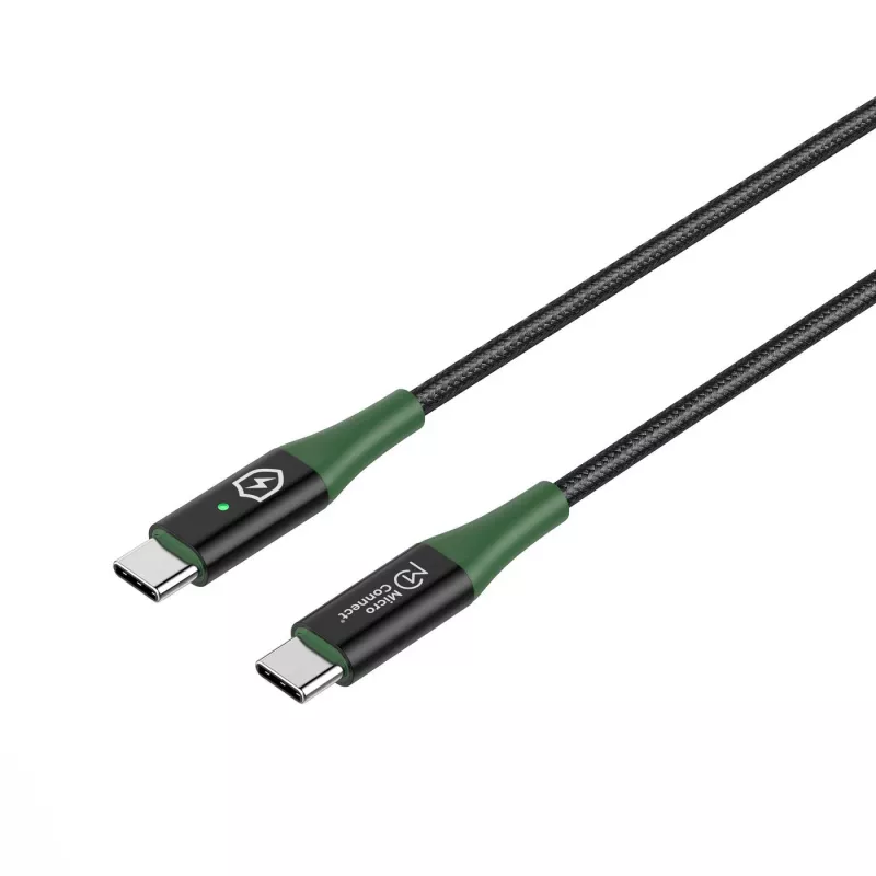 Microconnect MC-SMART USB-C-C-01 USB 2.0 kabelis, 1 m, USB-C kištukas / USB-C kištukas, juodas/žalias
