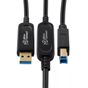 Microconnect MC-USB3.0AB10OP aktyvus optinis USB laidas, USB 3.2 Gen 2 (10 Gbit/s), 10 m, USB A – USB B, juodas