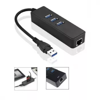 MicroConnect MC-USB3.0HUBWETH nešiojamojo kompiuterio dokas / prievadų plėtiklis USB 3.2 Gen 1 (3.1 Gen 1) Type-A juodas