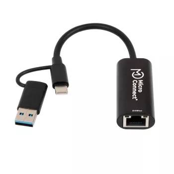 MicroConnect MC-USBACNET2.5G USB-C / USB-A į RJ45 adapteris, 0,2 m, juodas