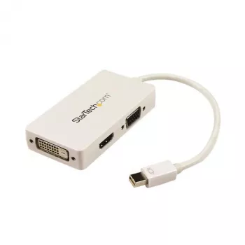 StarTech.com kelioninis A/V adapteris: 3-in-1 Mini DisplayPort į VGA, DVI arba HDMI keitiklis - baltas