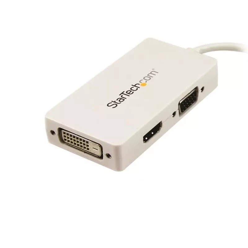 StarTech.com kelioninis A/V adapteris: 3-in-1 Mini DisplayPort į VGA, DVI arba HDMI keitiklis - baltas